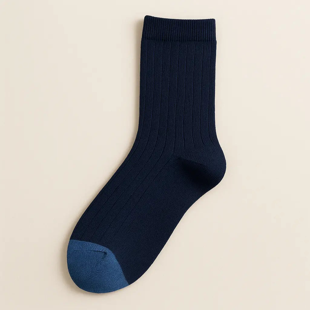 Chaussettes homme City mi-mollet coton bleu marine vue à plat