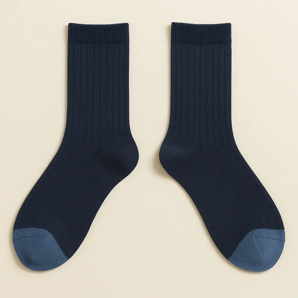 Chaussettes homme City mi-mollet coton bleu marine paire