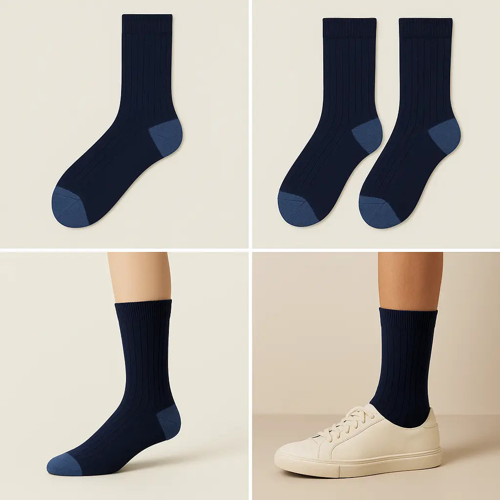Chaussettes homme City mi-mollet coton bleu marine galerie produit