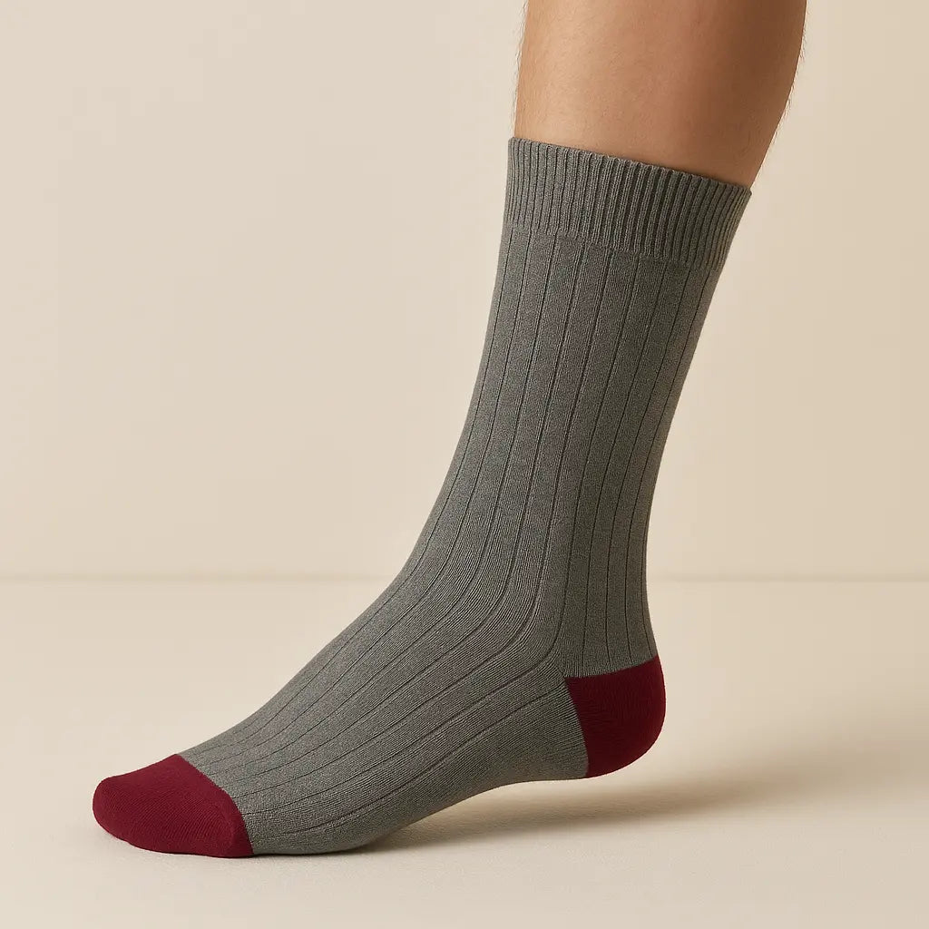 Chaussettes Homme City Mollet Coton Gris Clair sur pied mannequin