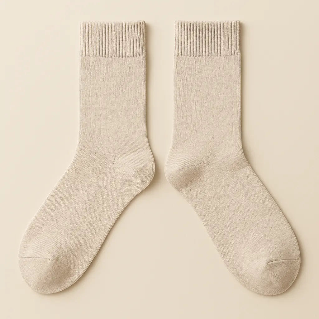 Chaussettes hommes Couleurs beige en coton Mollet paire