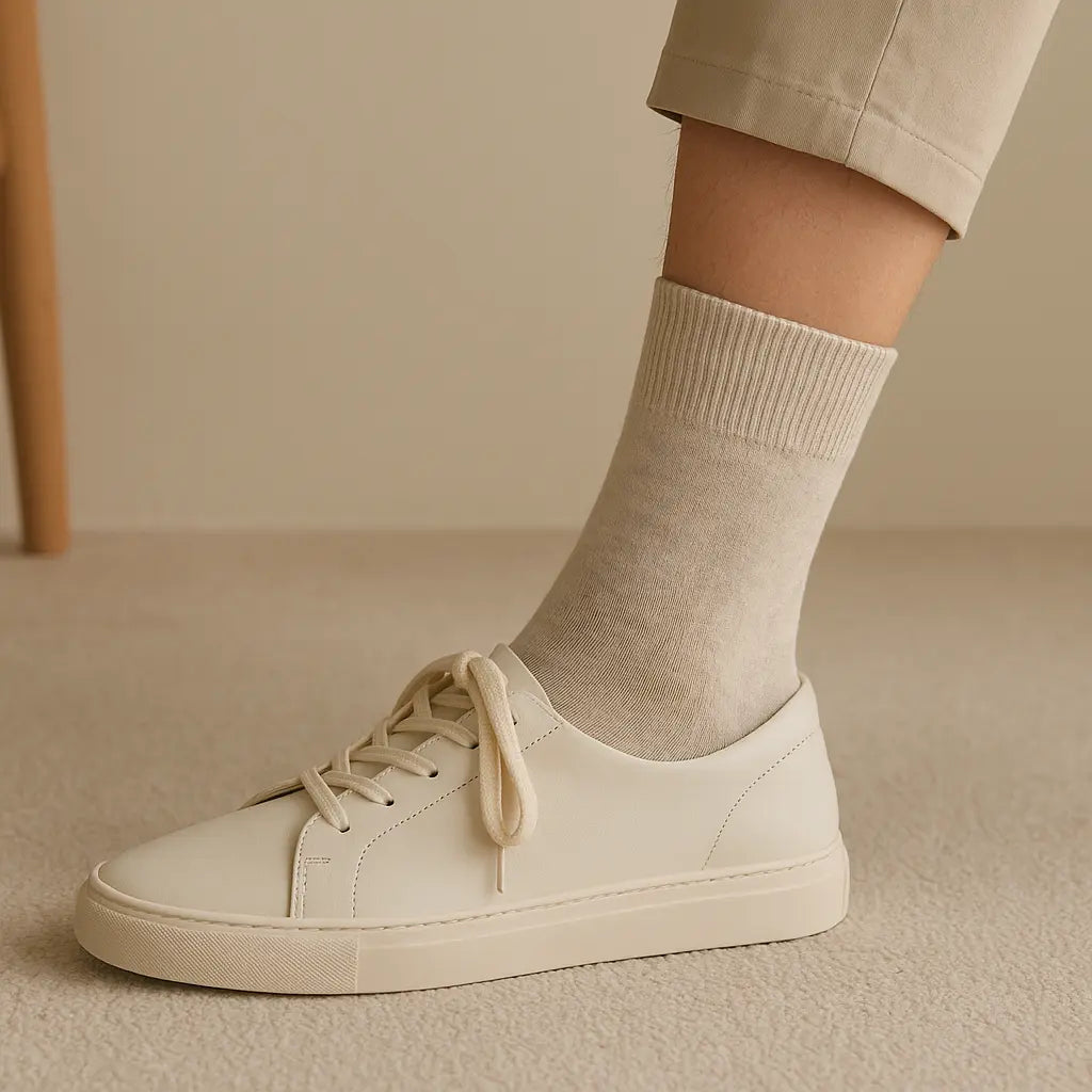 Chaussettes hommes Couleurs beige en coton Mollet en situation