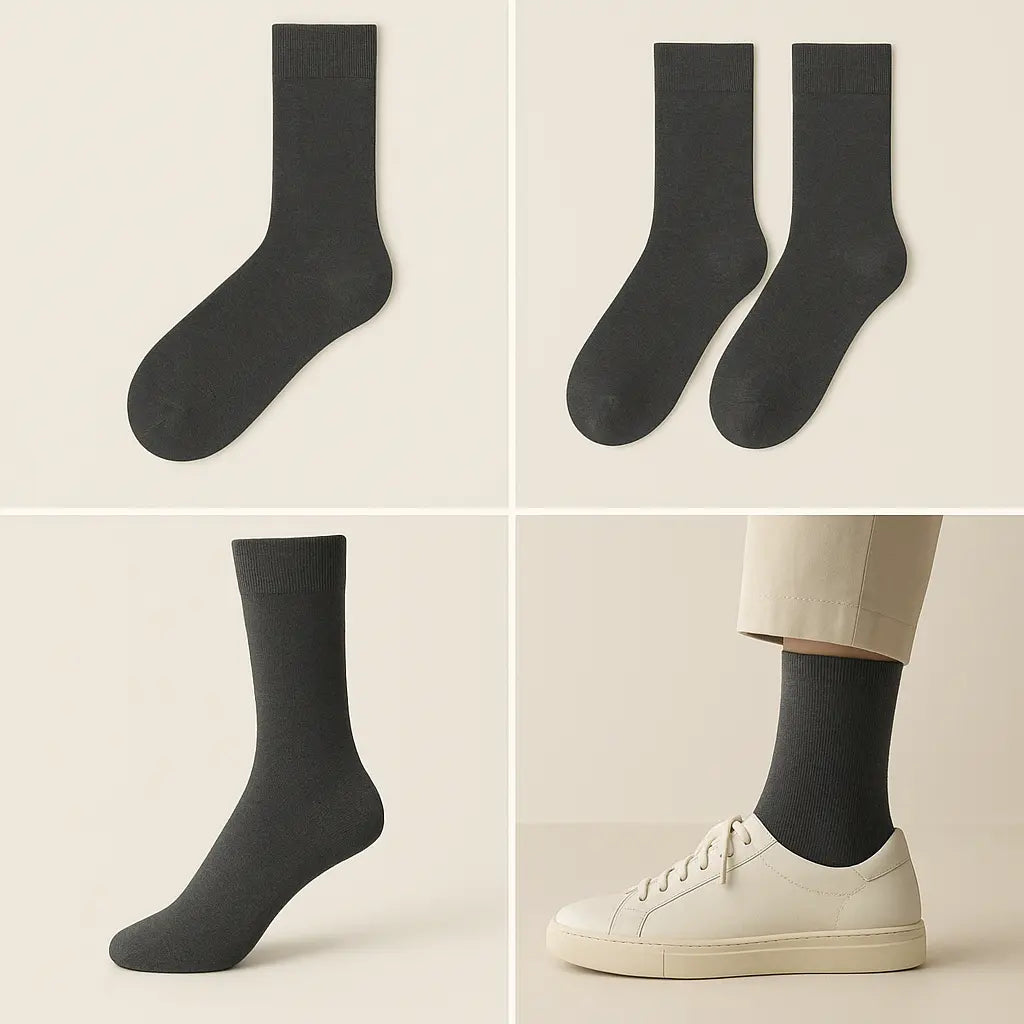 Chaussettes Homme Couleurs Mollet Coton Gris Foncé galerie produit