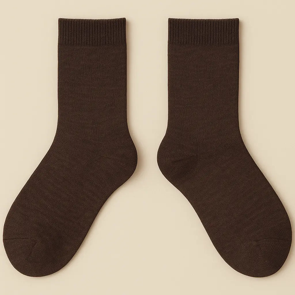 Chaussettes hommes marron en coton mi-mollet paire