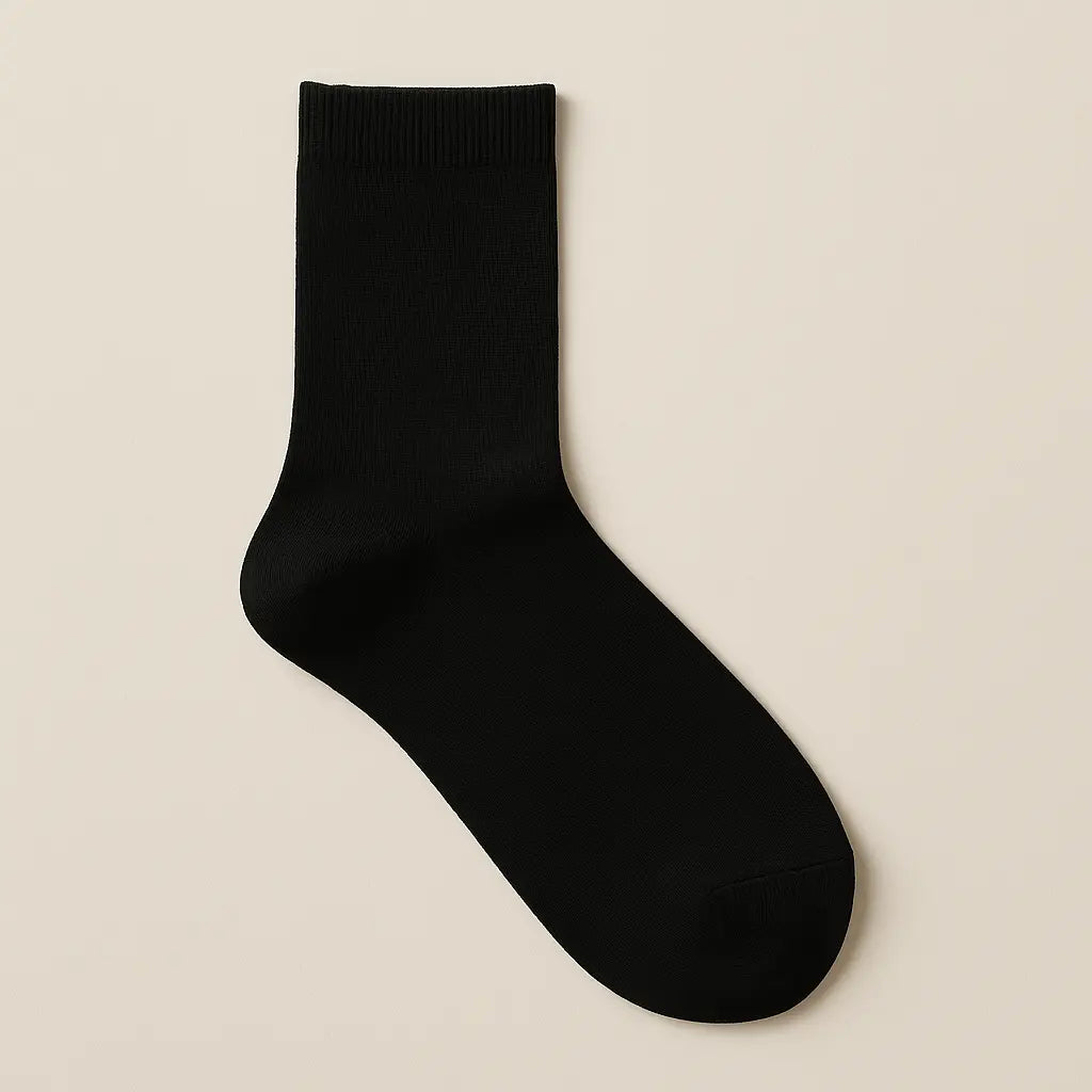 Chaussettes homme Couleurs noires en coton mi-mollet vue à plat