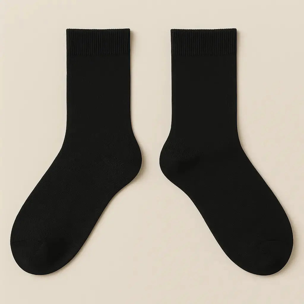 Chaussettes homme Couleurs noires en coton mi-mollet paire