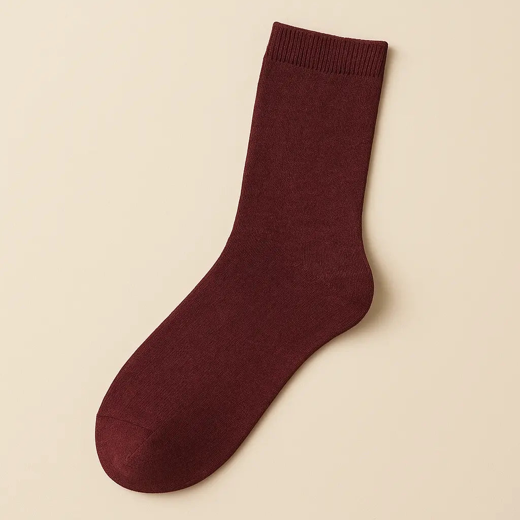 Chaussettes hommes Couleurs rouge bordeaux en coton mollet vue à plat