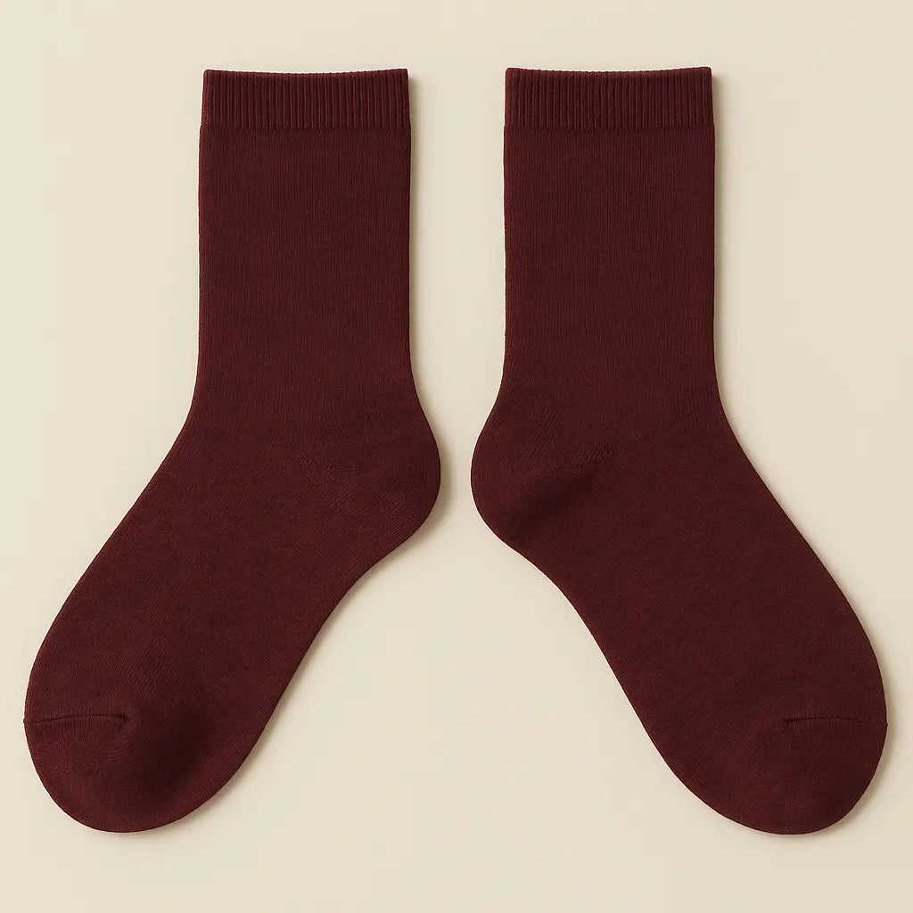 Chaussettes hommes Couleurs rouge bordeaux en coton mollet paire
