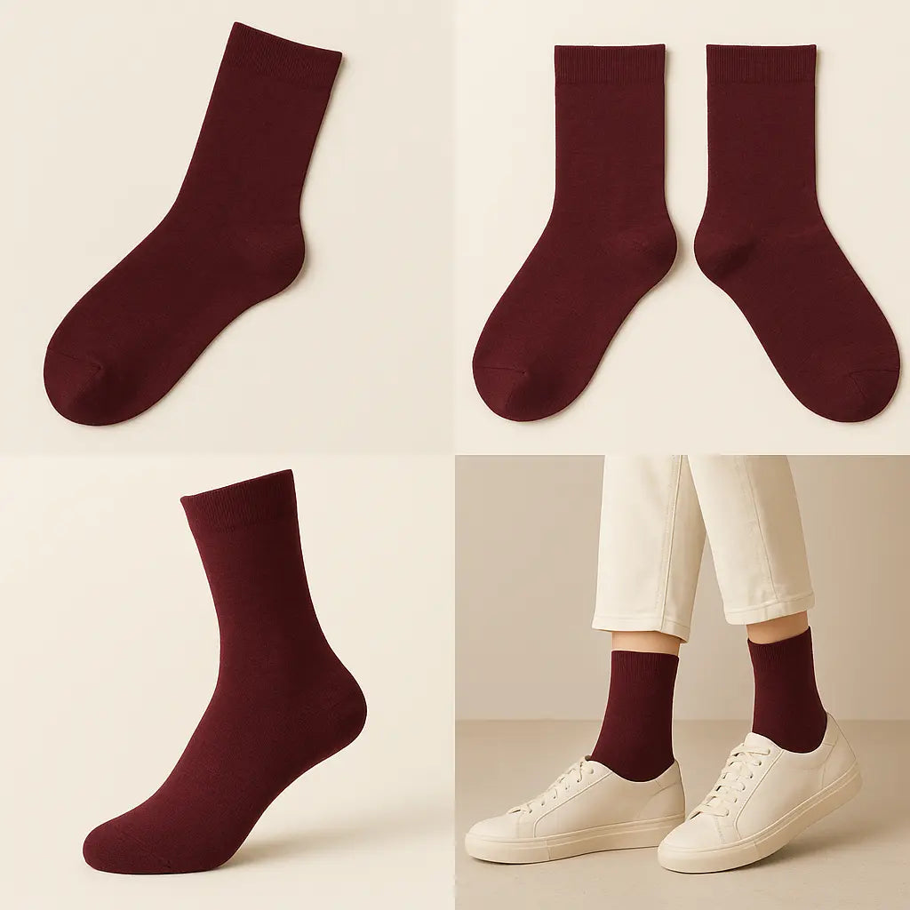 Chaussettes hommes Couleurs rouge bordeaux en coton mollet galerie produit