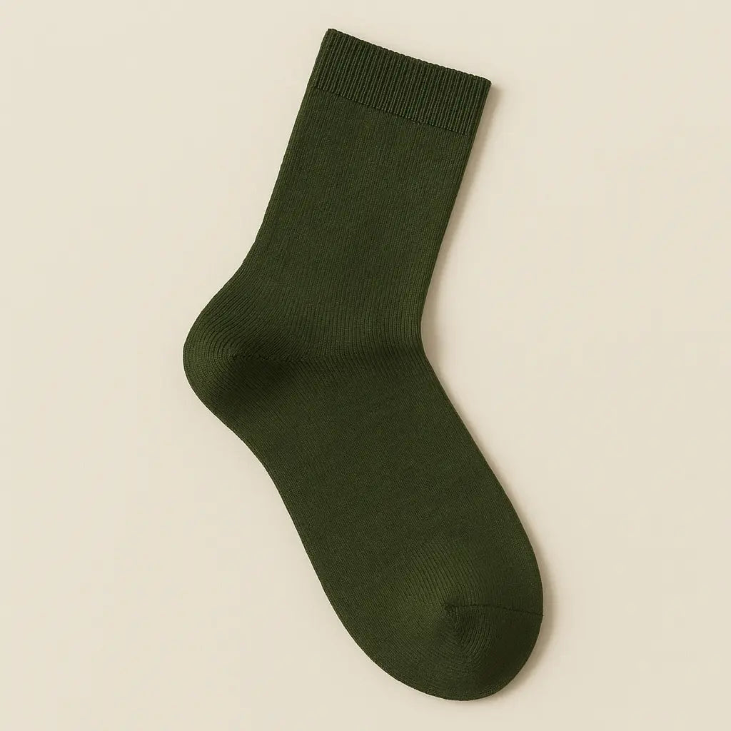 Chaussettes Hommes Couleurs Vert Kaki Mollet Coton vue à plat
