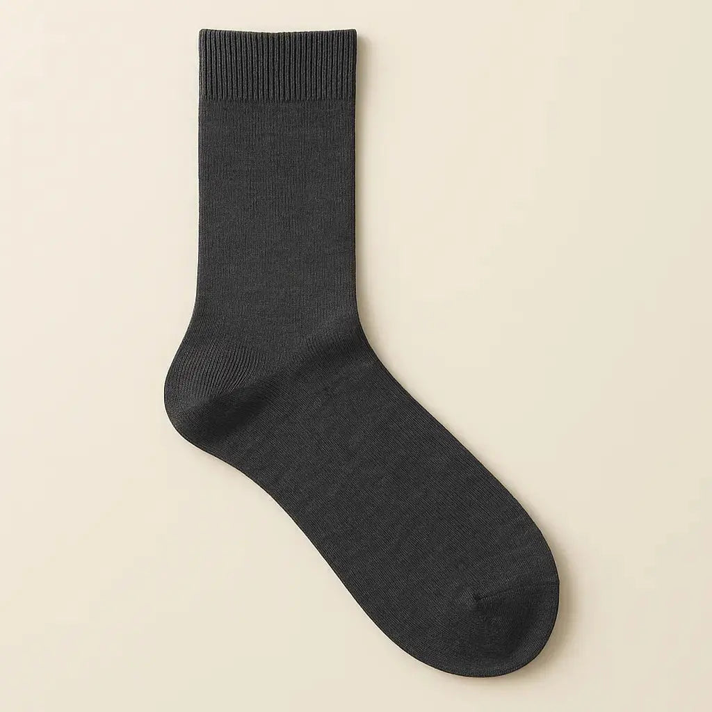 Chaussettes Hommes Couleurs Gris Foncé Mollet Coton vue à plat