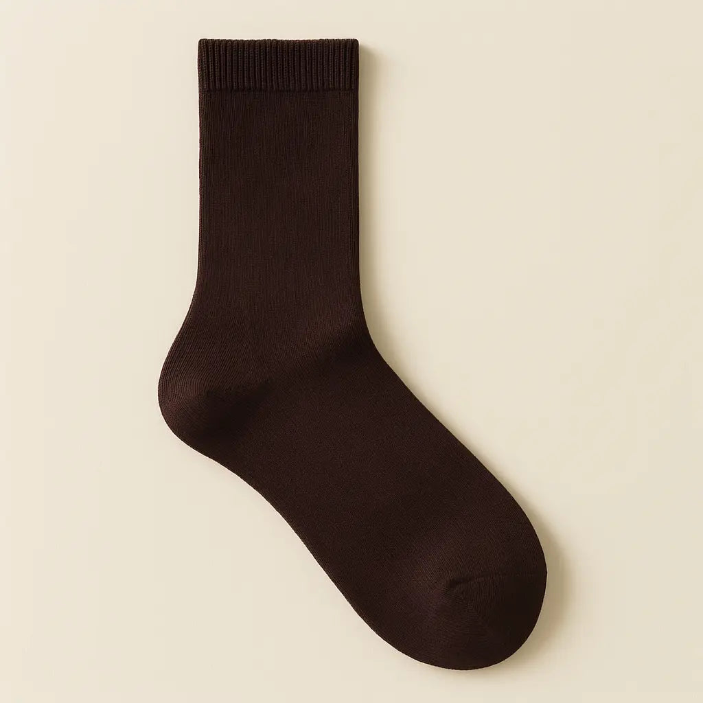 Chaussettes homme Couleurs marron mi-mollet en coton vue à plat