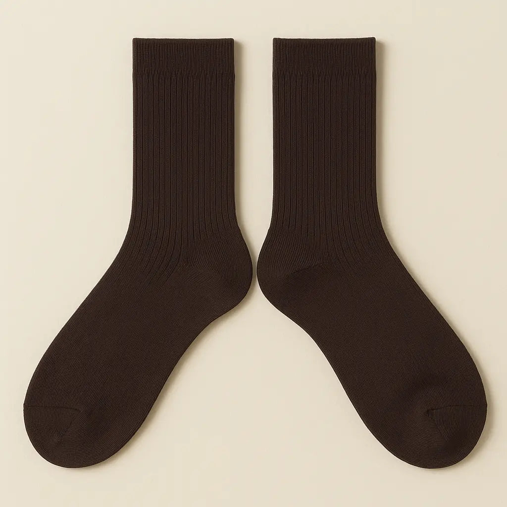 Chaussettes homme Couleurs marron mi-mollet en coton paire