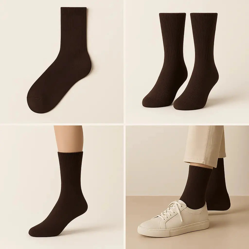 Chaussettes homme Couleurs marron mi-mollet en coton galerie produit