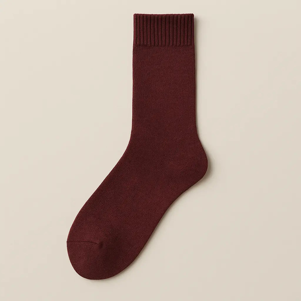 Chaussettes Hommes Couleurs Bordeaux Mollet en Coton vue à plat