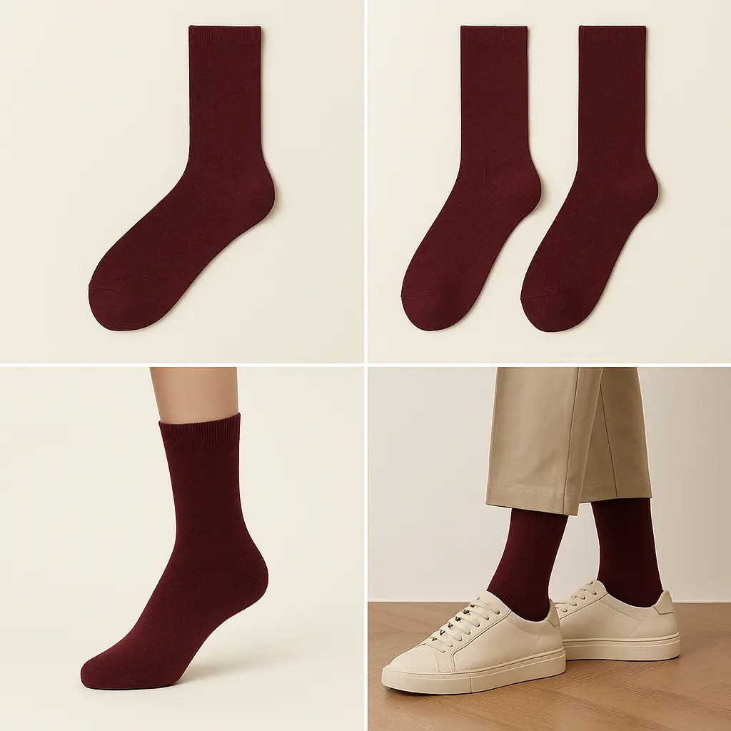 Chaussettes Hommes Couleurs Bordeaux Mollet en Coton galerie produit