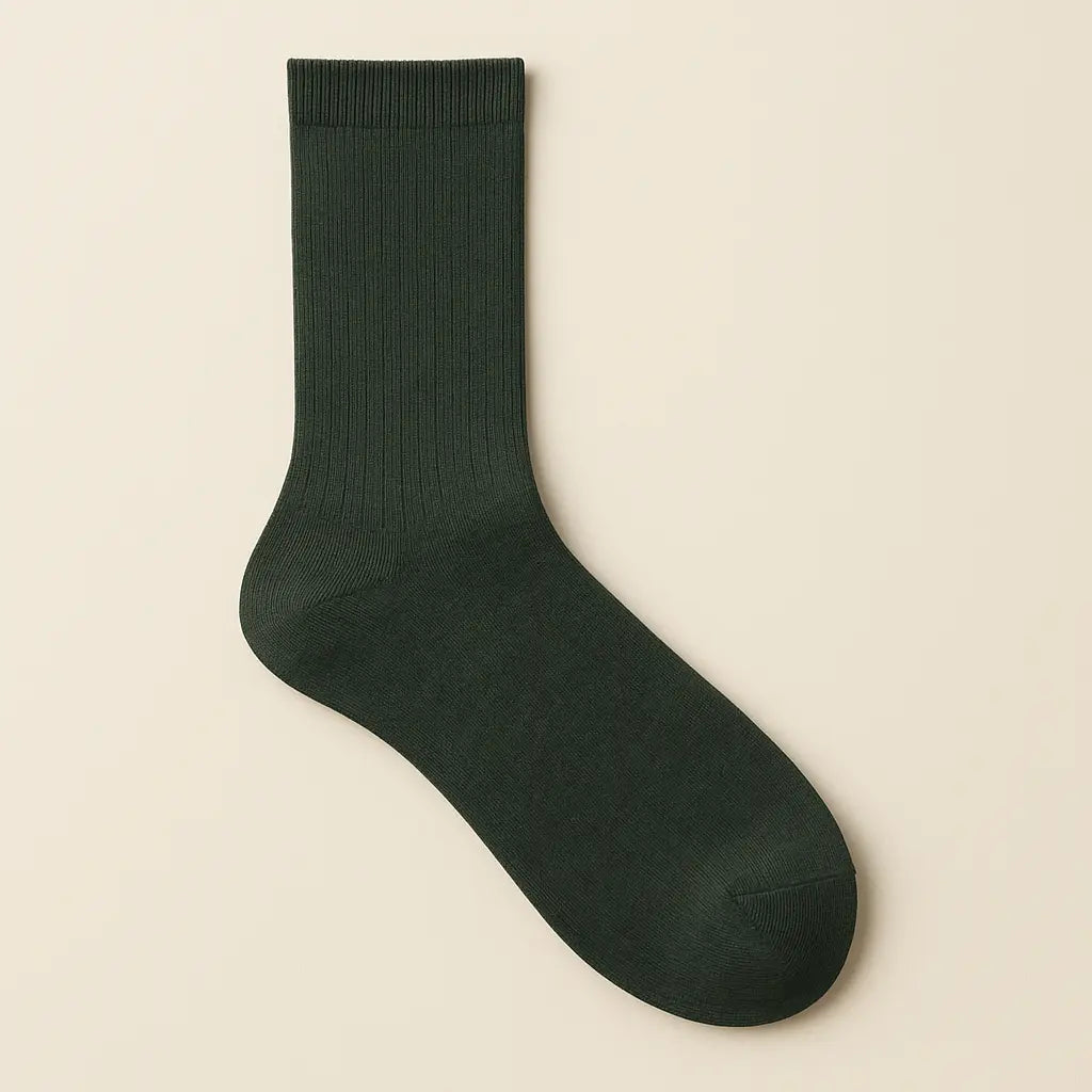 Chaussettes hommes Couleurs vert kaki mollet coton vue à plat