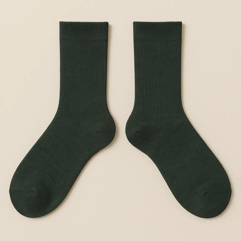 Chaussettes hommes Couleurs vert kaki mollet coton paire