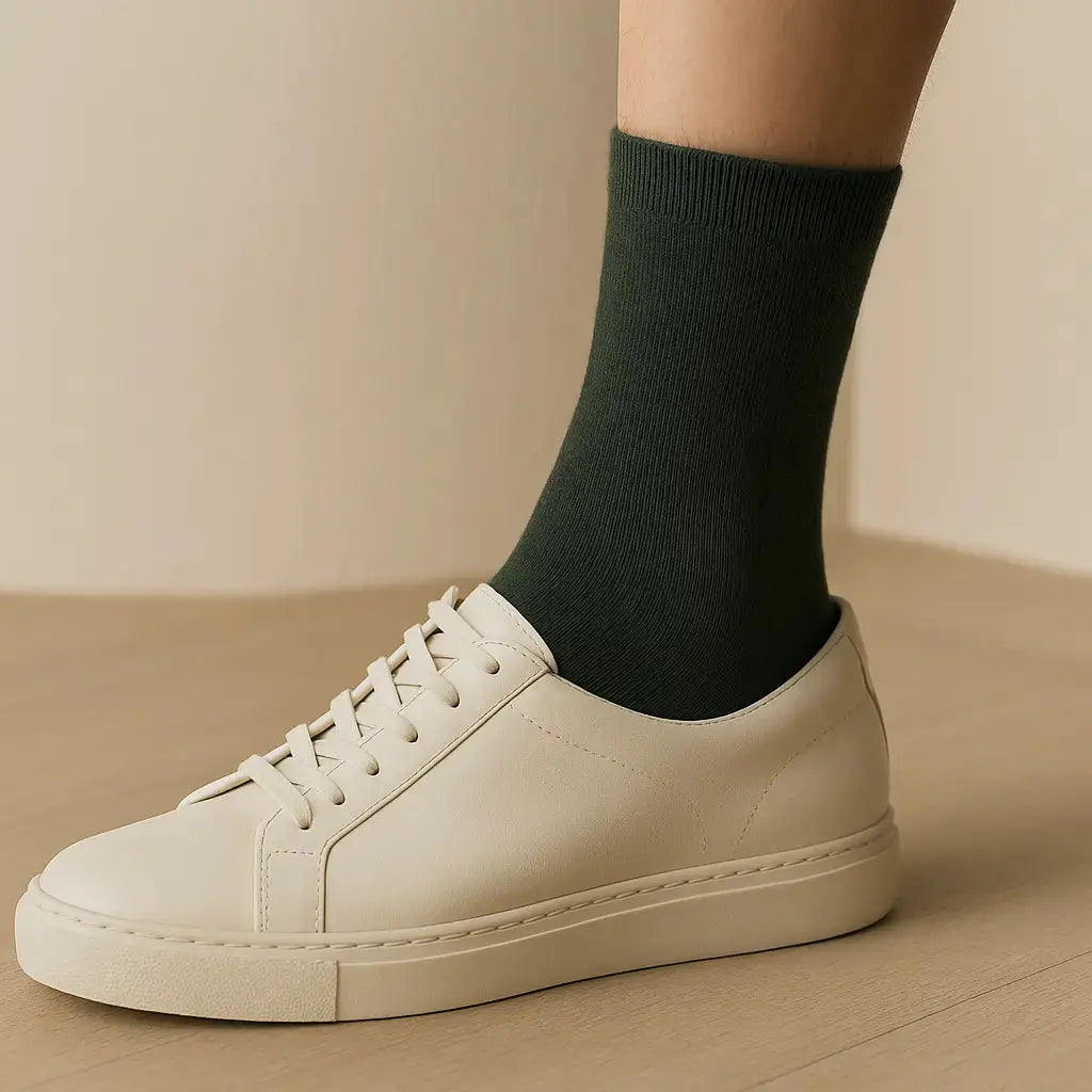 Chaussettes hommes Couleurs vert kaki mollet coton avec chaussures