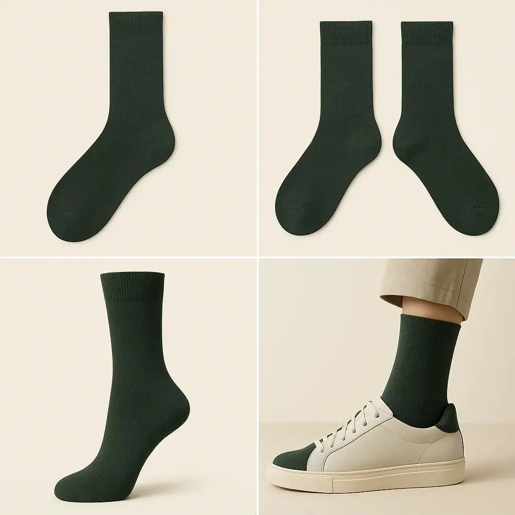 Chaussettes hommes Couleurs vert kaki mollet coton galerie produit