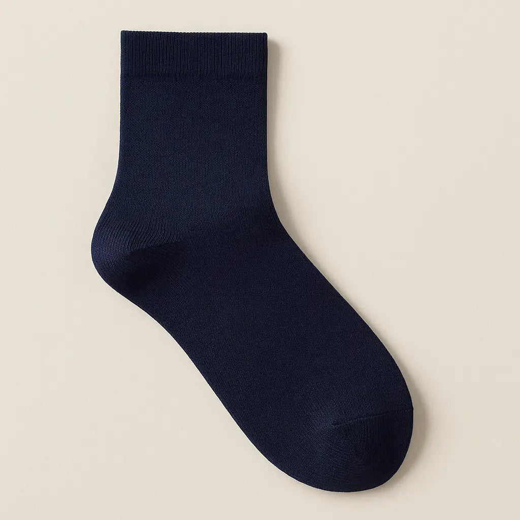 Chaussettes homme Essential mi-mollet coton bleu marine vue à plat