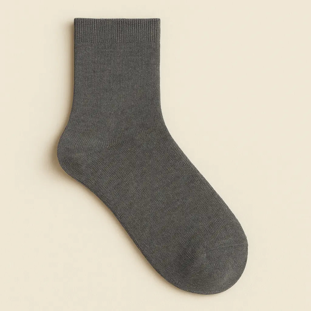 Chaussettes hommes Essential mi-mollet coton gris foncé vue à plat