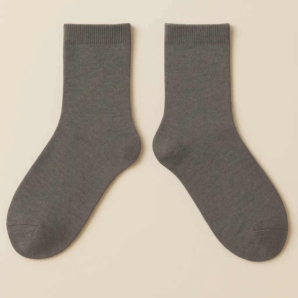 Chaussettes hommes Essential mi-mollet coton gris foncé paire