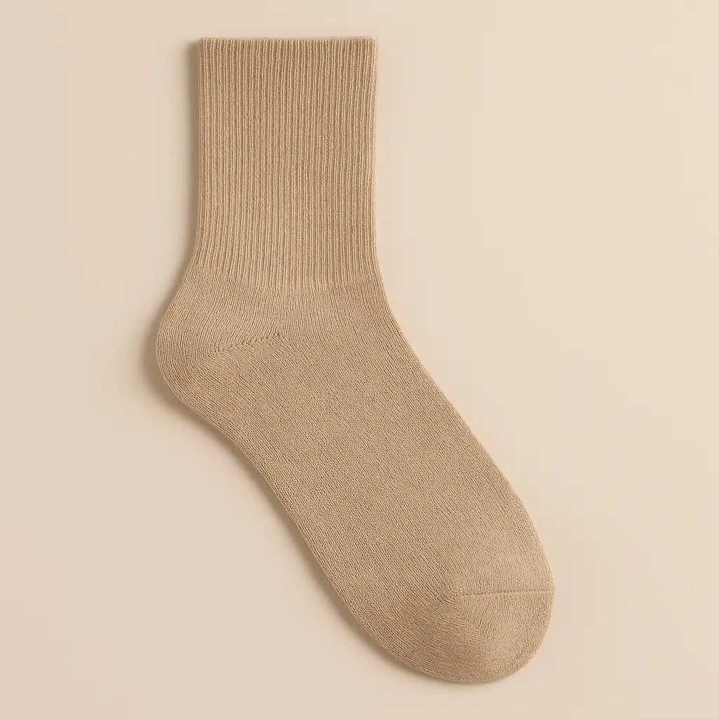 Chaussettes homme Essential mollet en coton beige vue à plat