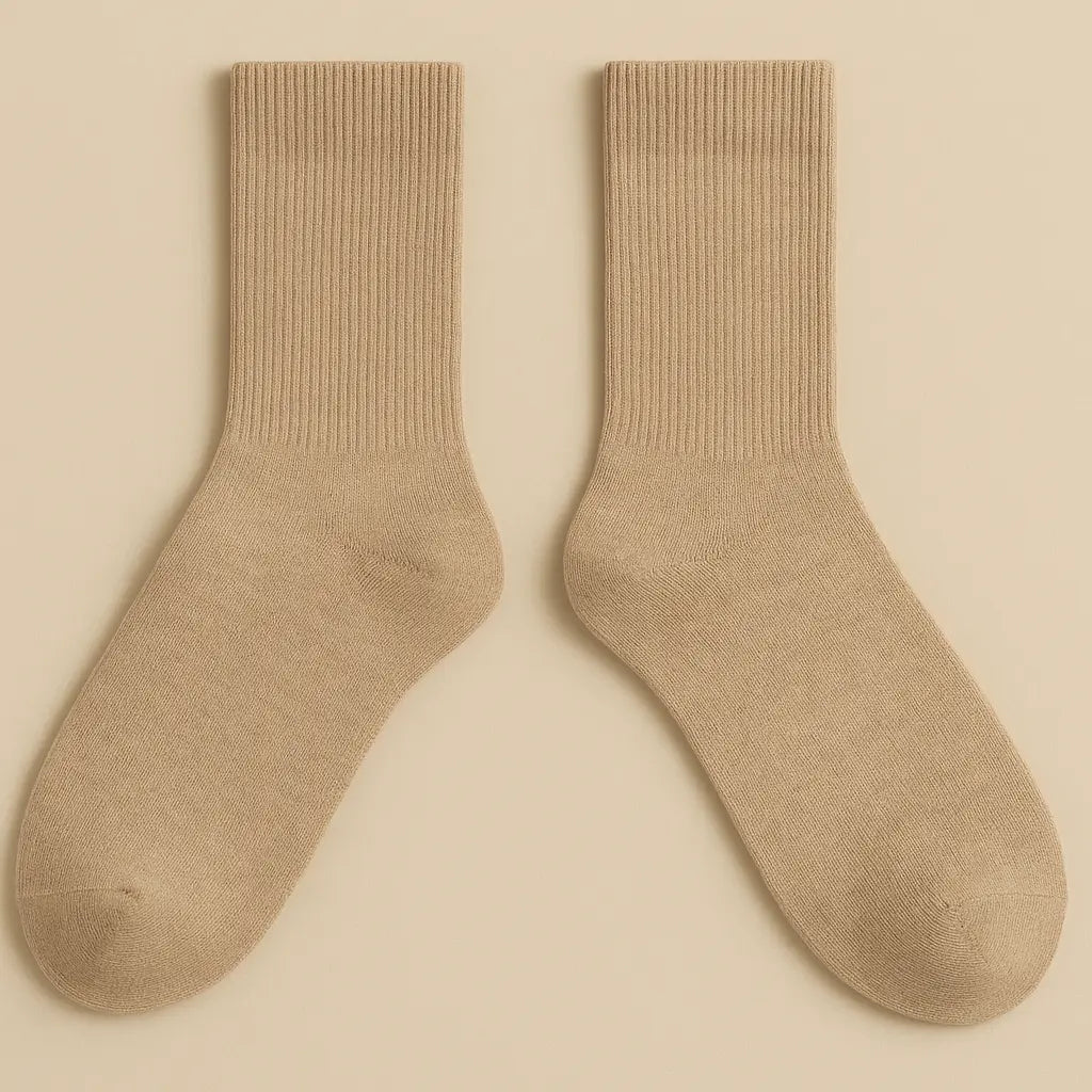 Chaussettes homme Essential mollet en coton beige paire