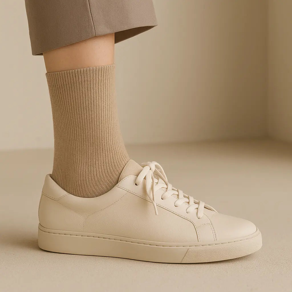 Chaussettes homme Essential mollet en coton beige avec chaussures