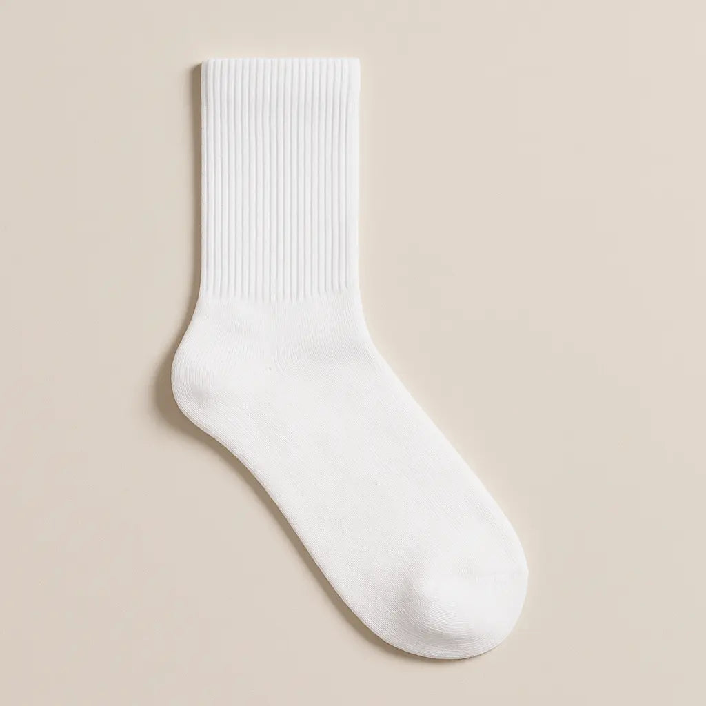 Chaussettes hommes Essential mollet coton blanc vue à plat