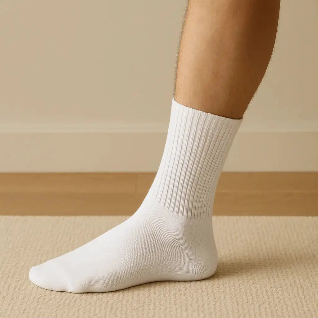 Chaussettes hommes Essential mollet coton blanc en situation