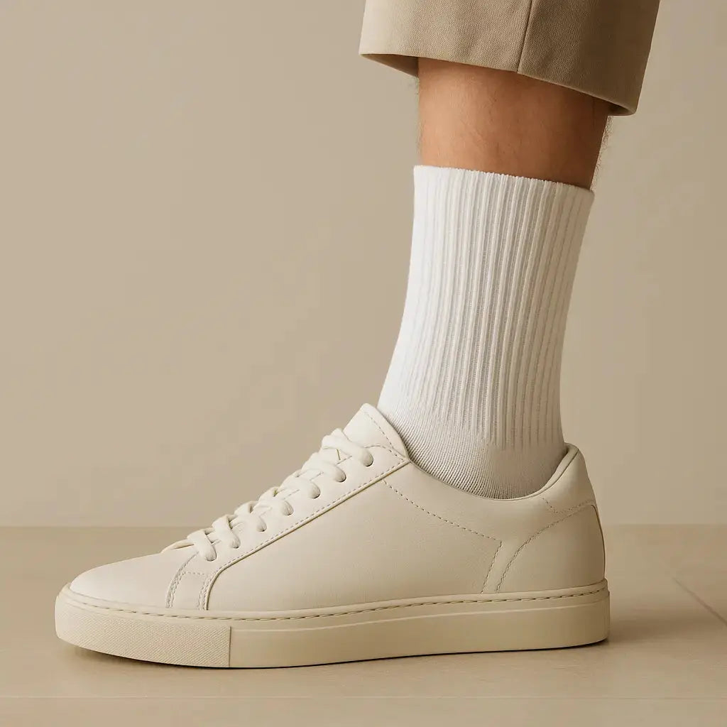 Chaussettes hommes Essential mollet coton blanc avec chaussures