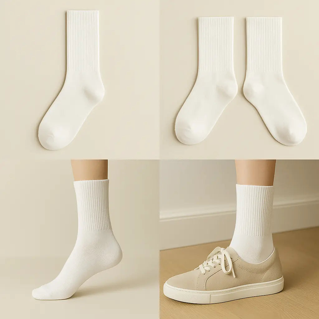 Chaussettes hommes Essential mollet coton blanc galerie produit