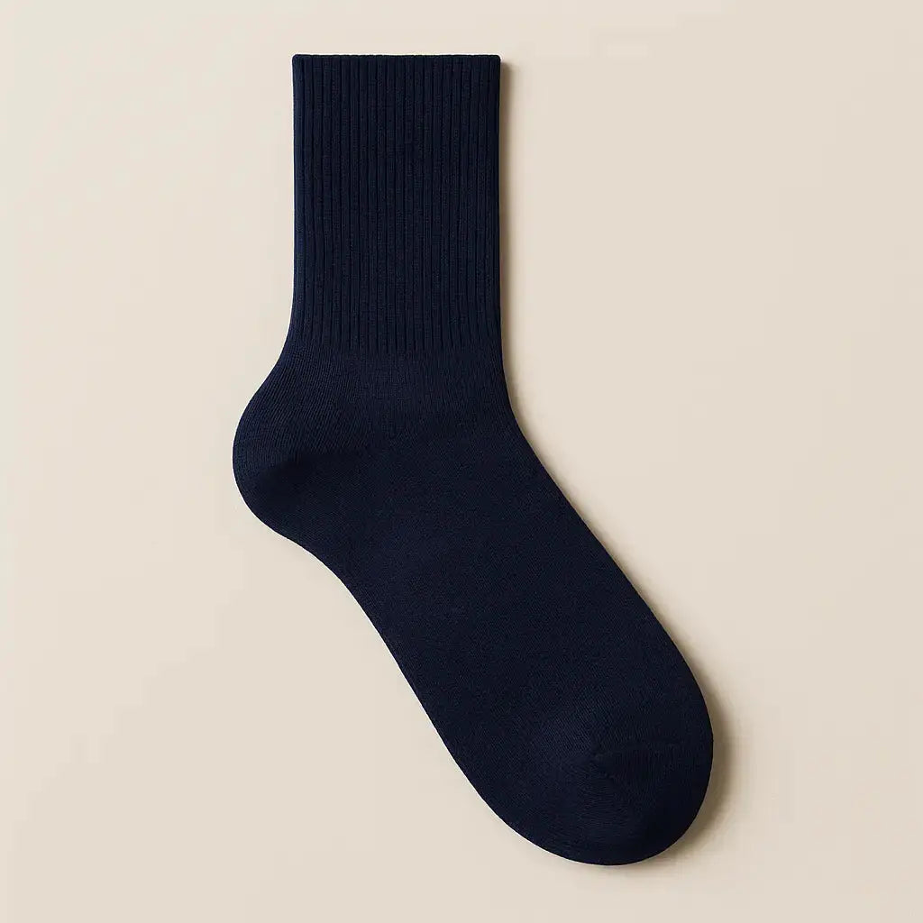 Chaussettes hommes Essential mollet coton bleu marine vue à plat