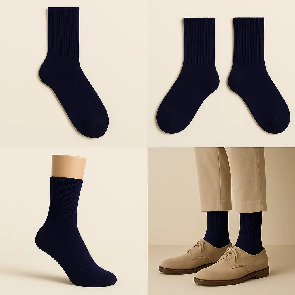 Chaussettes hommes Essential mollet coton bleu marine galerie produit