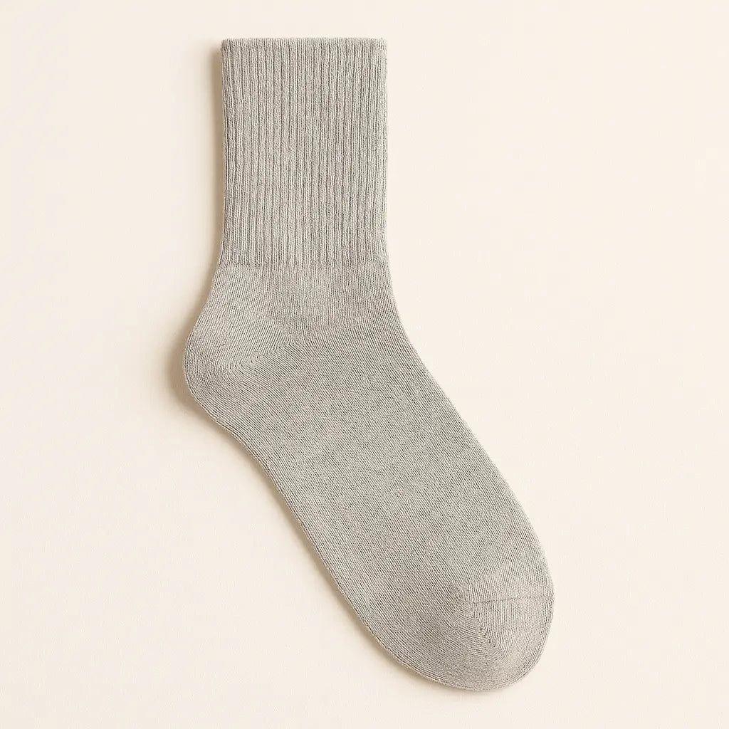 Chaussettes hommes Essential mollet coton gris clair vue à plat