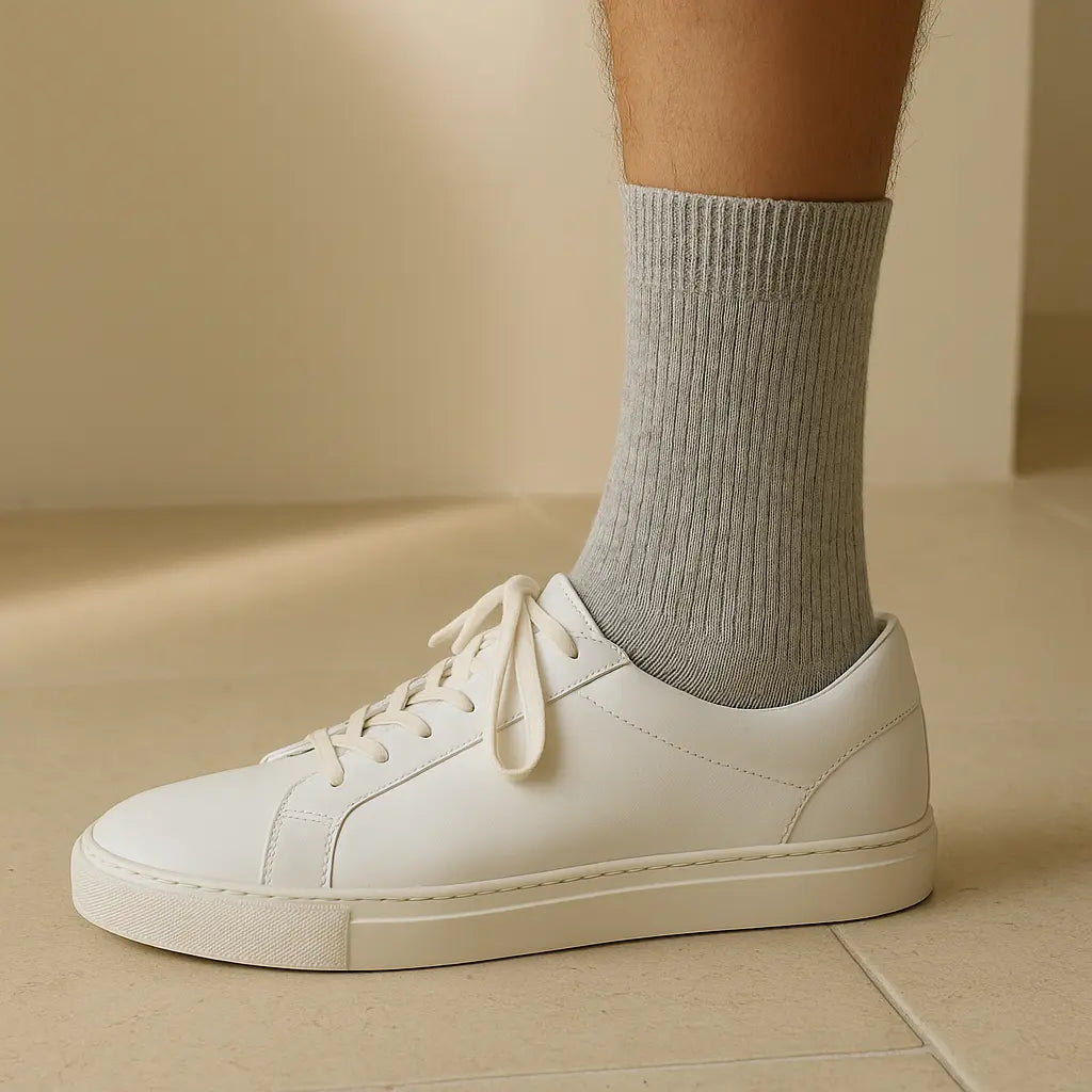 Chaussettes hommes Essential mollet coton gris clair avec chaussures
