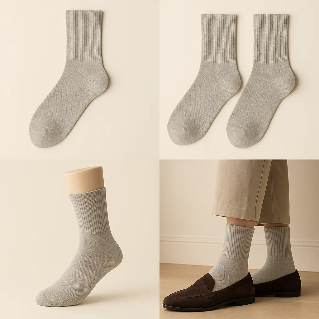 Chaussettes hommes Essential mollet coton gris clair galerie produit