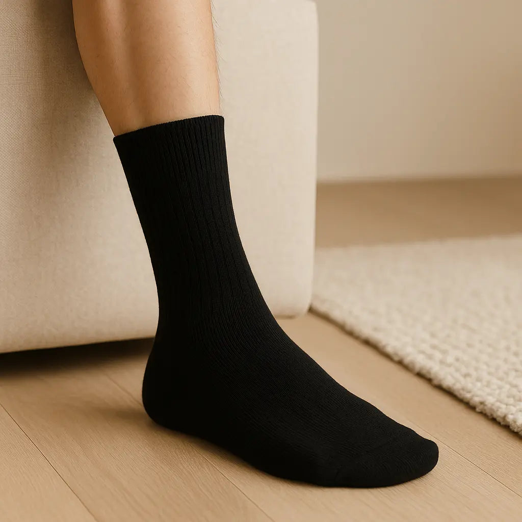 Chaussettes hommes Essential noir en coton mollet en situation