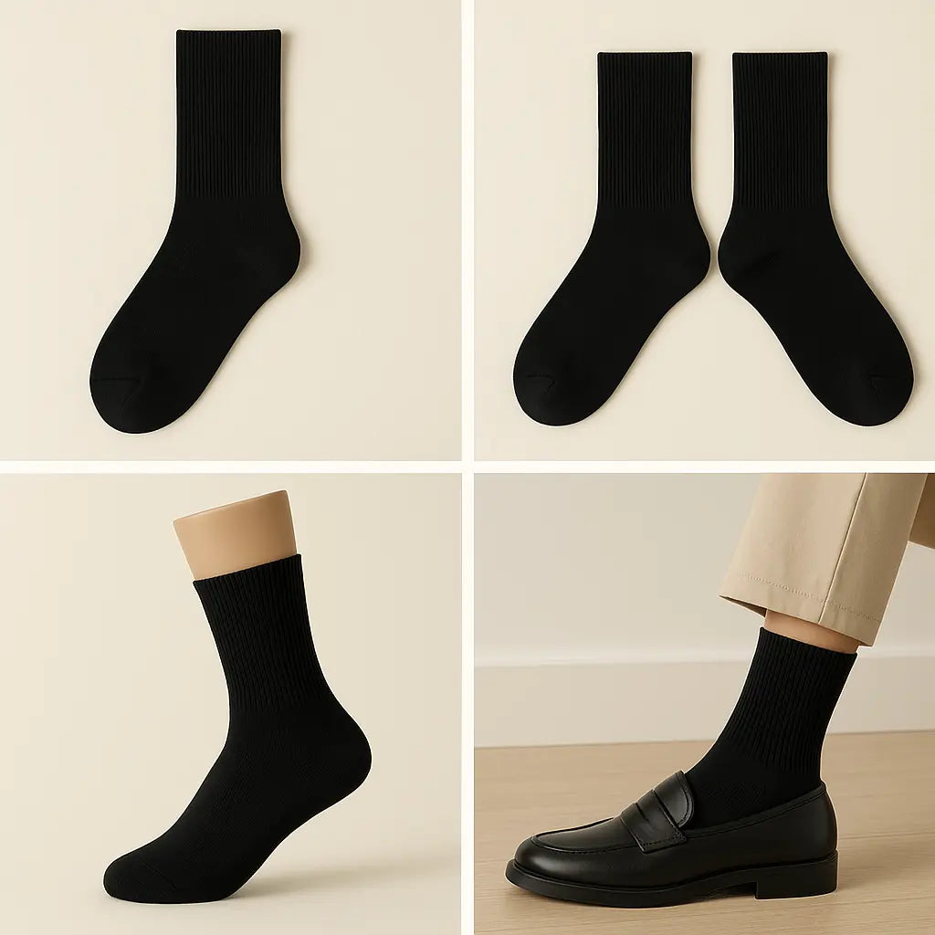 Chaussettes hommes Essential noir en coton mollet galerie produit