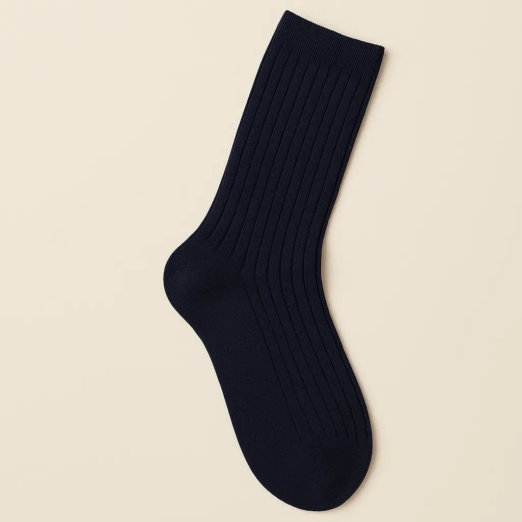 Chaussettes homme Essential mollet coton bleu marine vue à plat