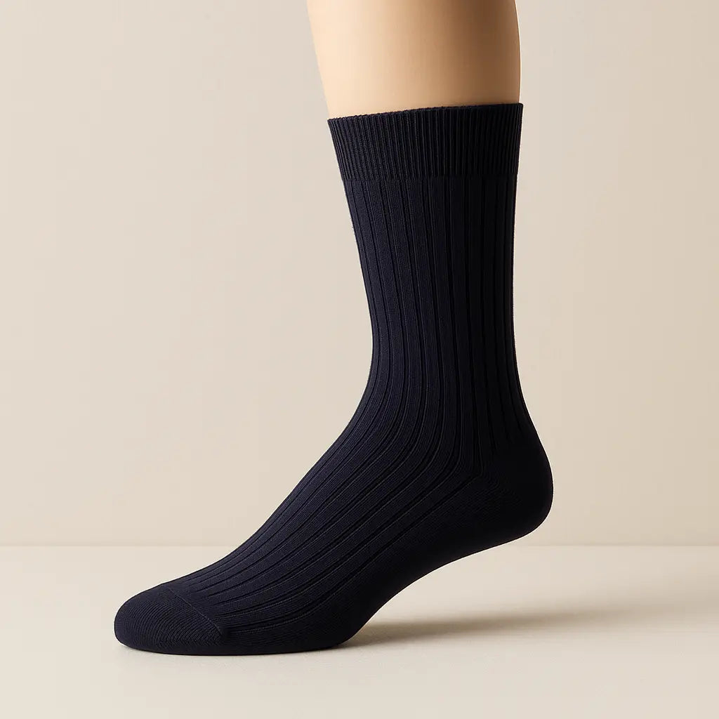 Chaussettes homme Essential mollet coton bleu marine sur pied mannequin