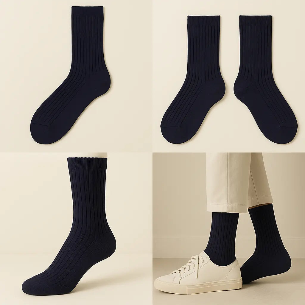 Chaussettes homme Essential mollet coton bleu marine galerie produit