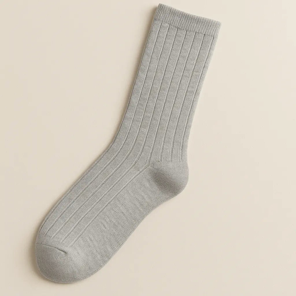 Chaussettes hommes Essential mollet coton gris clair vue à plat
