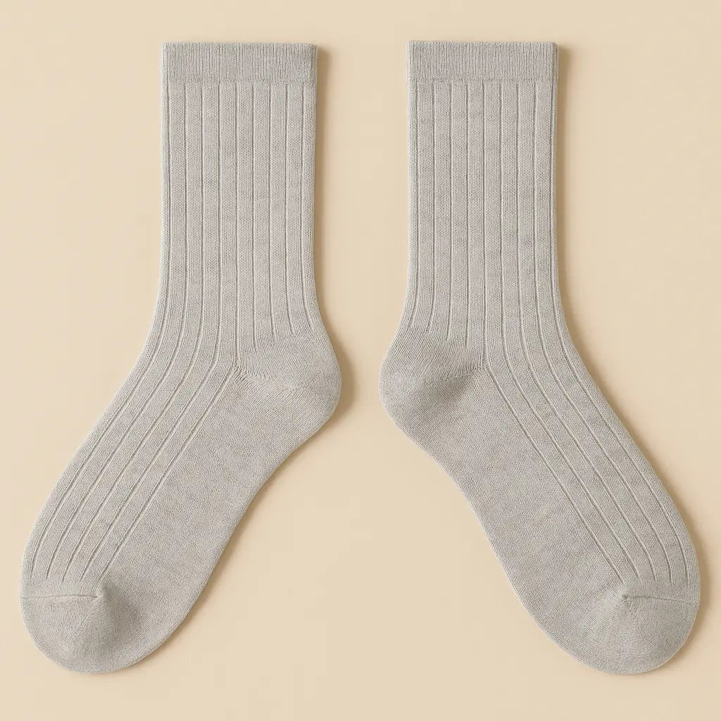 Chaussettes hommes Essential mollet coton gris clair paire