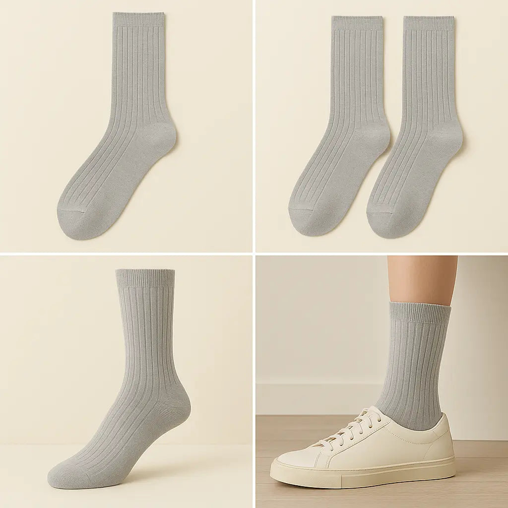 Chaussettes hommes Essential mollet coton gris clair galerie produit