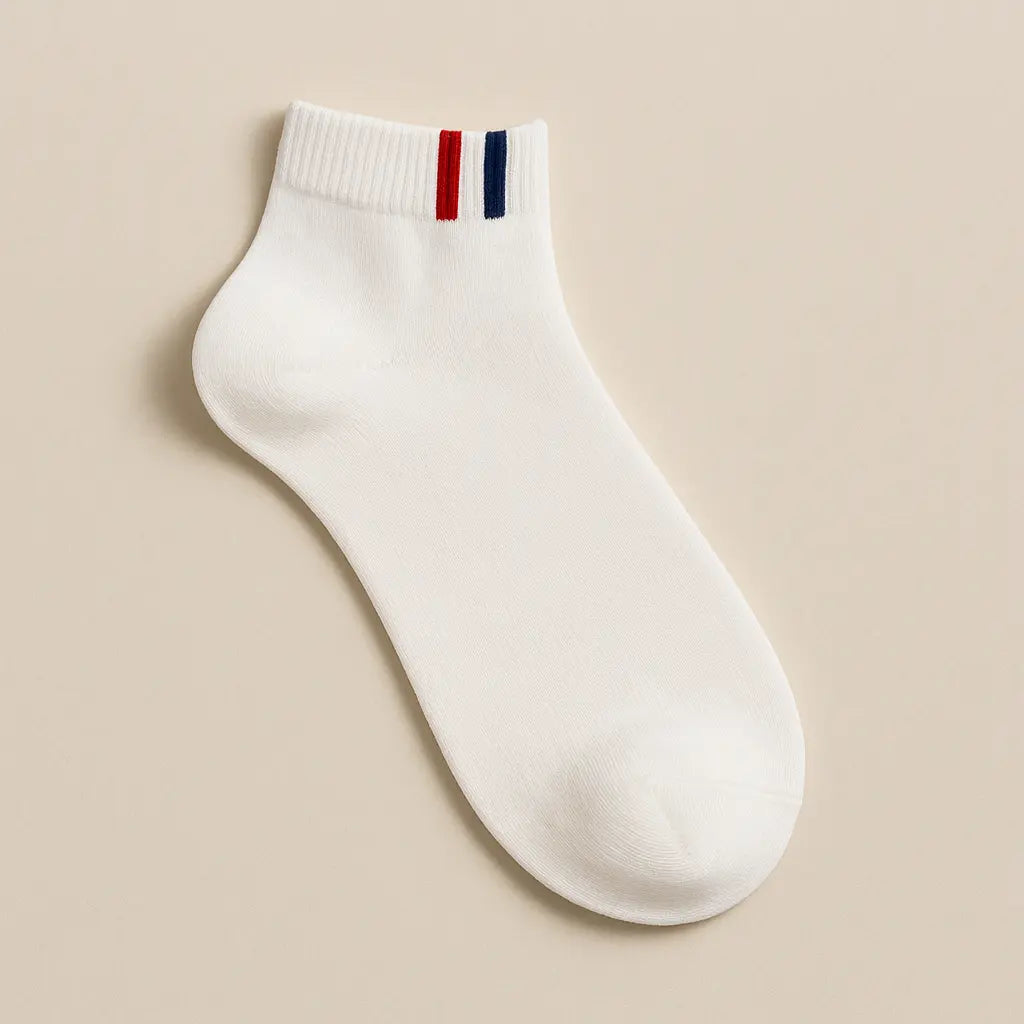 Chaussettes hommes France socquettes coton blanc vue à plat