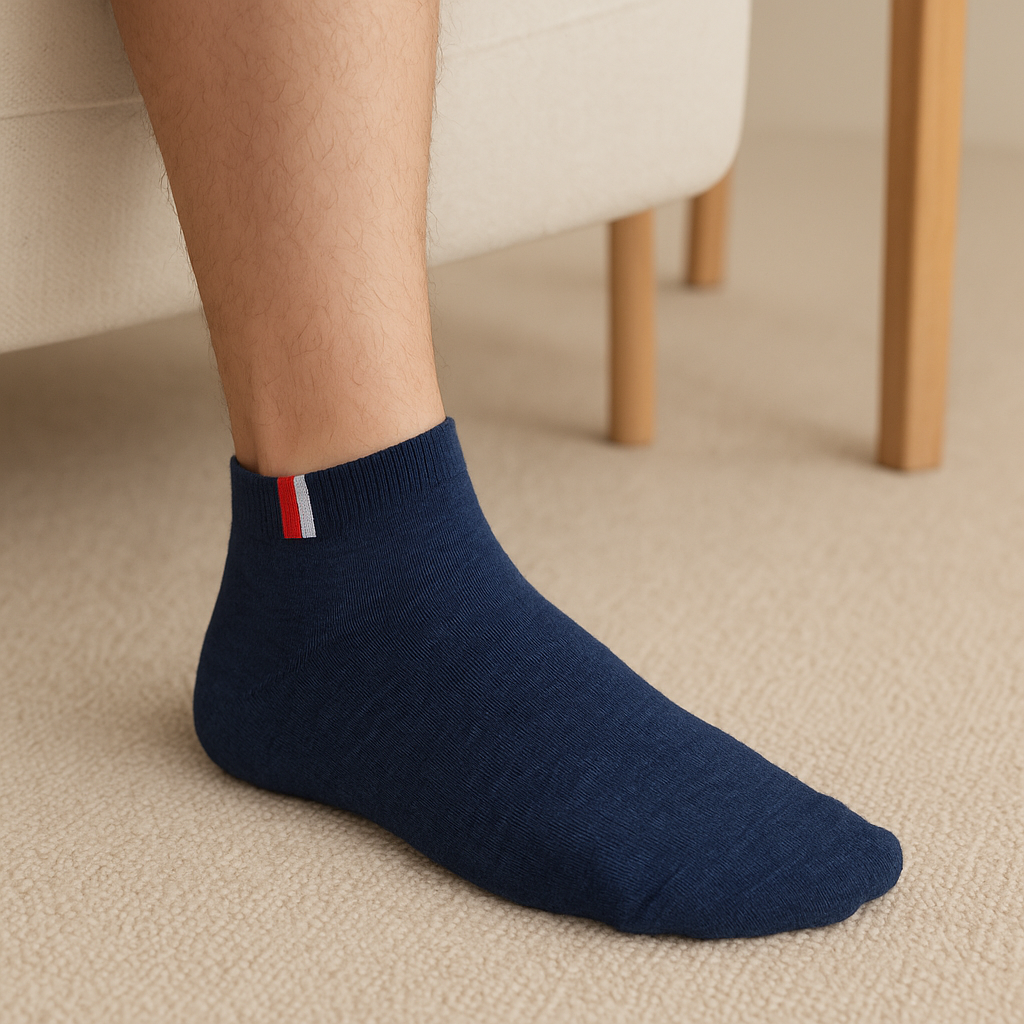 Chaussettes Homme France Socquettes Coton Bleu Marine en situation