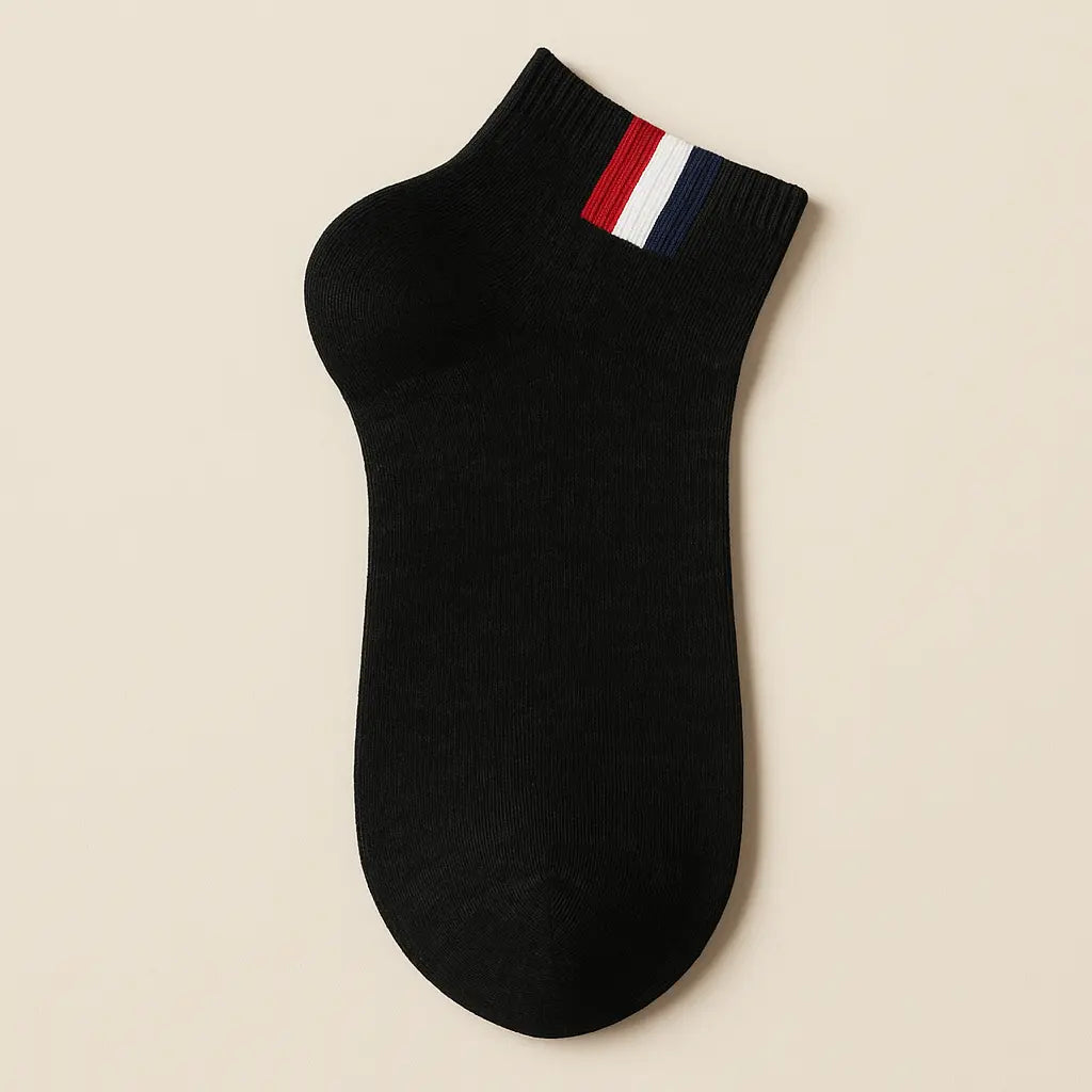 Chaussettes hommes France noires socquettes coton vue à plat